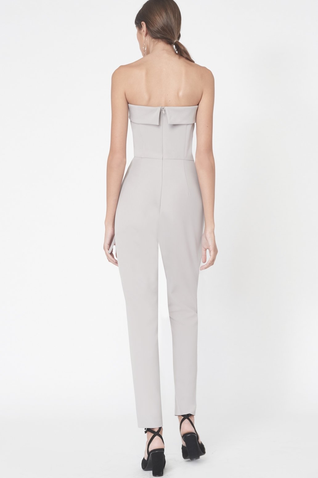 grey strapless jumpsuit