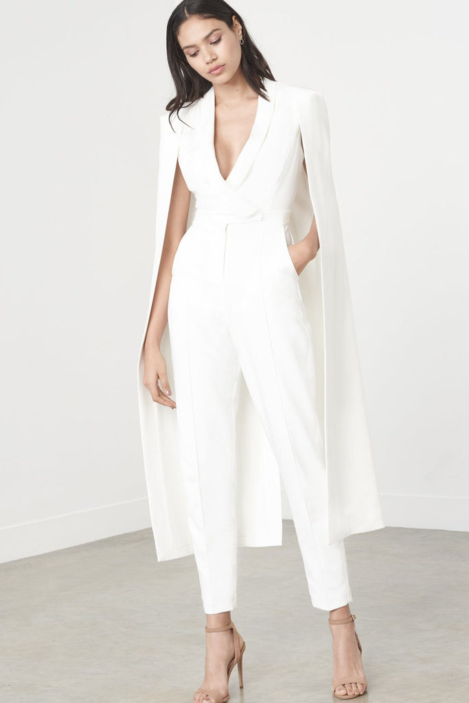 Off White Tailored Cape Jumpsuit – Lavish Alice