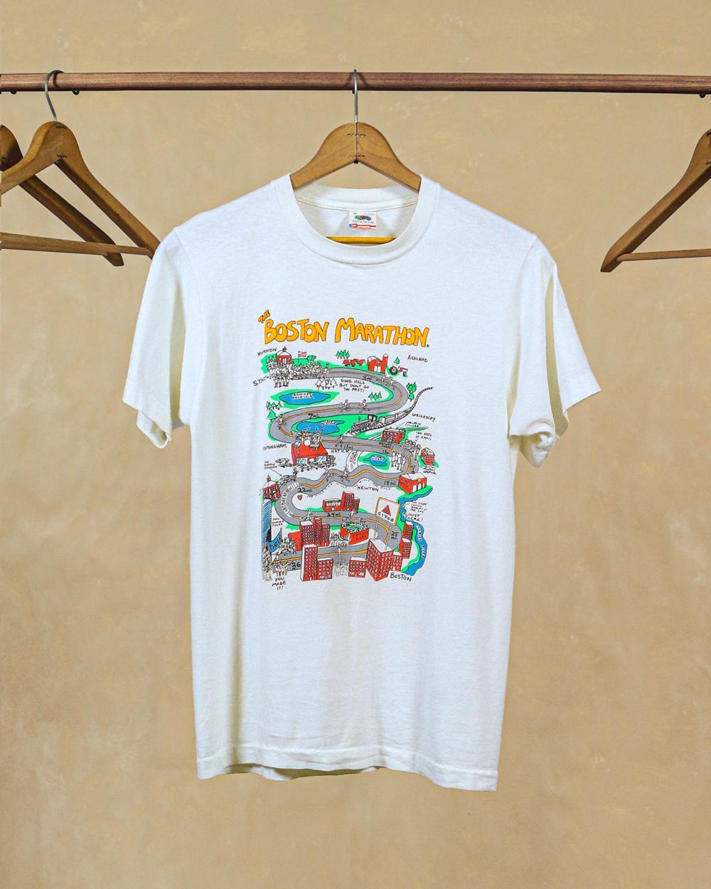 1980s Boston Marathon Map Illustration Tee