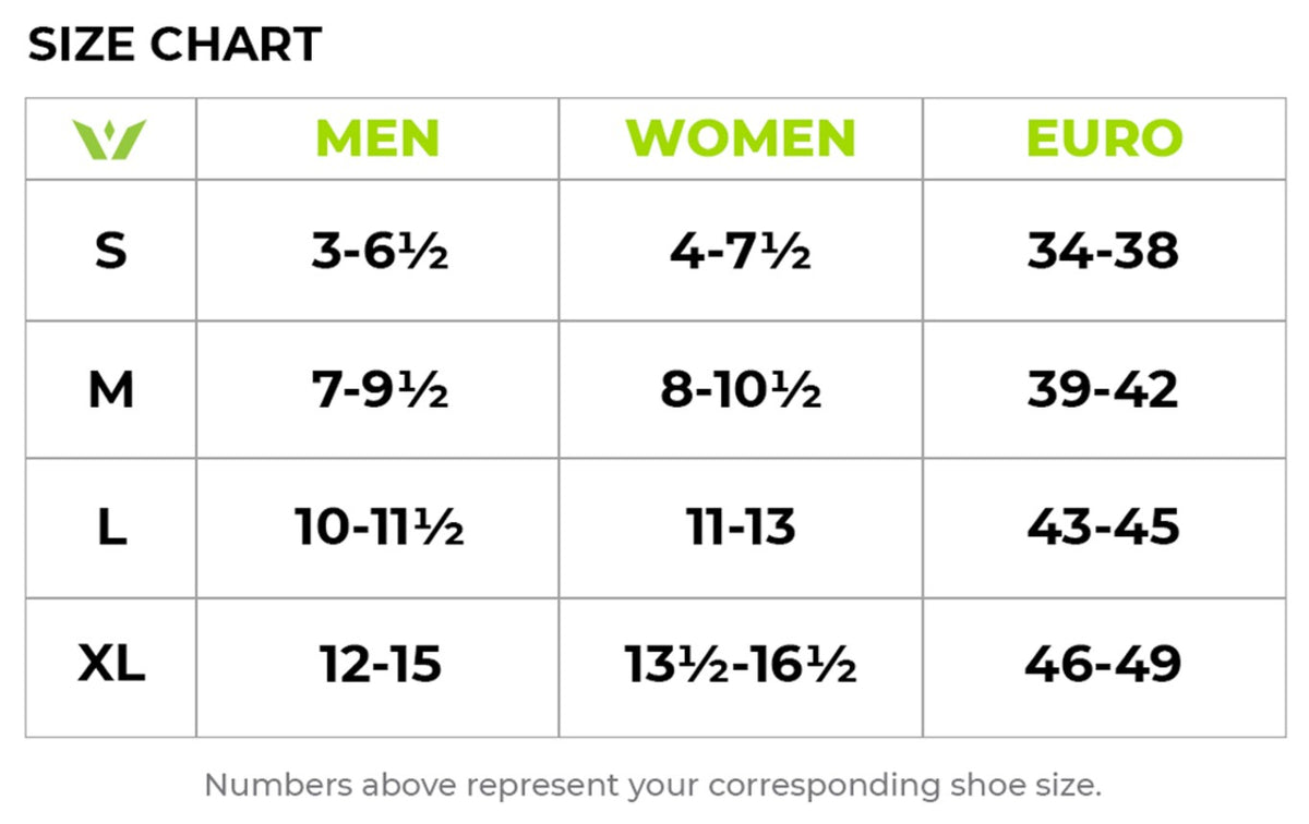 Size Chart for Socks.