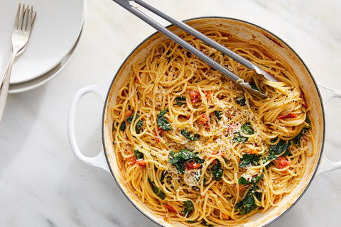 Lemon Pepper, Kale, Chicken, and Tomato Pasta