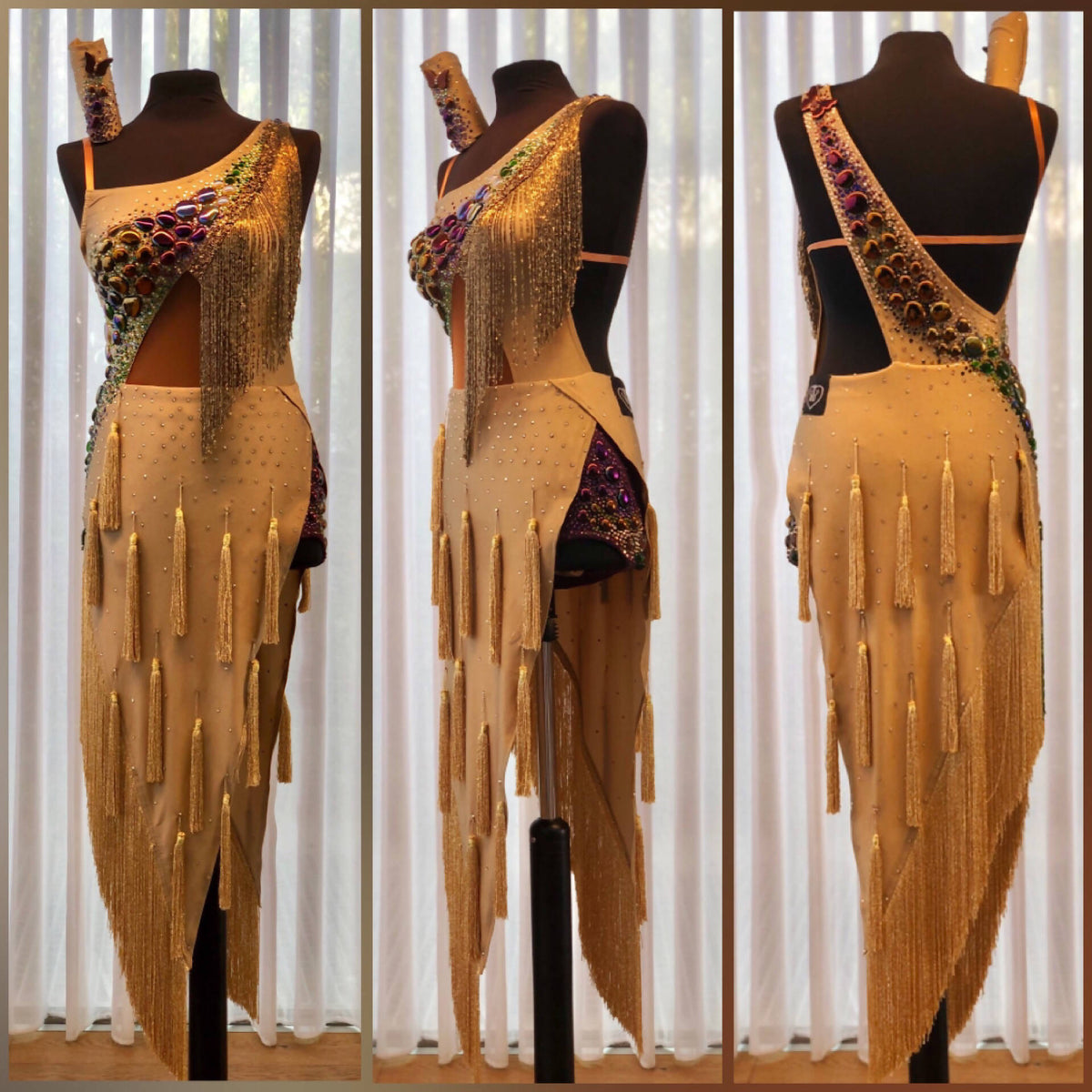 Gold Latin Dress with Fringe | DanceDressing – Dance Dressing