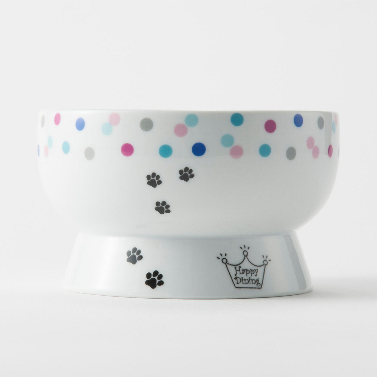 Necoichi Mini Raised Cat Food Bowl - Cat Dot