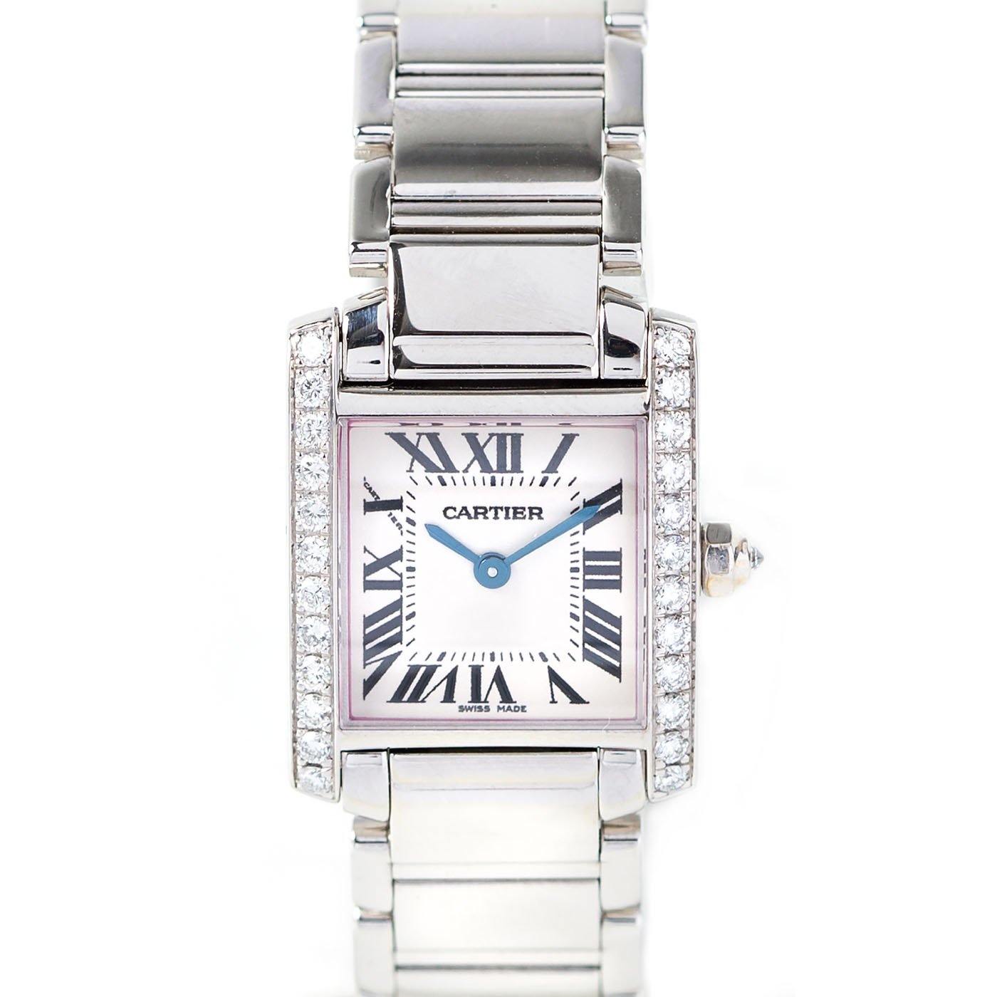 18ct white gold cartier tank francaise