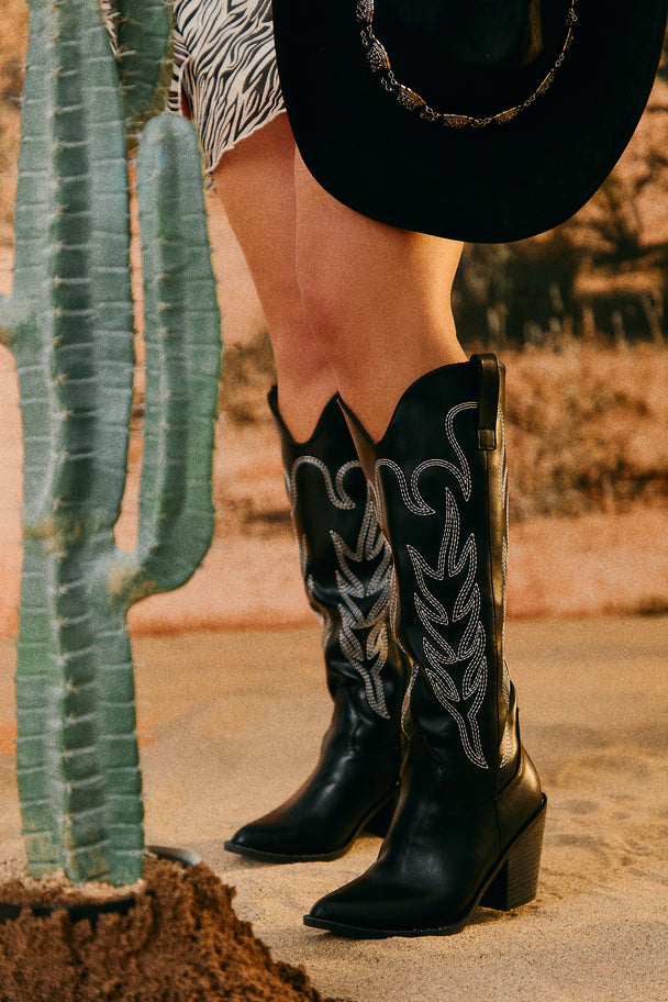 Miss Lola  Denim Denim Cowgirl Boots – MISS LOLA