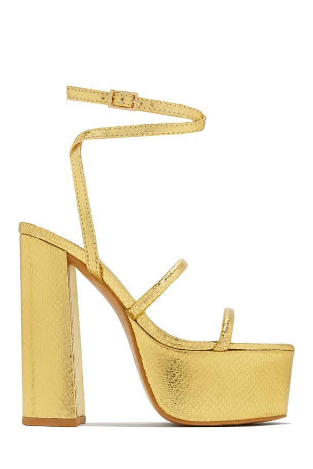 Miss Lola  Gold Lace Up Embellished High Heels – MISS LOLA