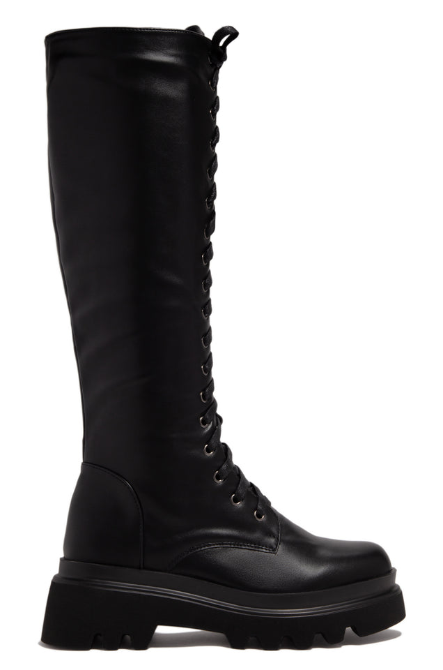 Load image into Gallery viewer, black faux leather boot 
