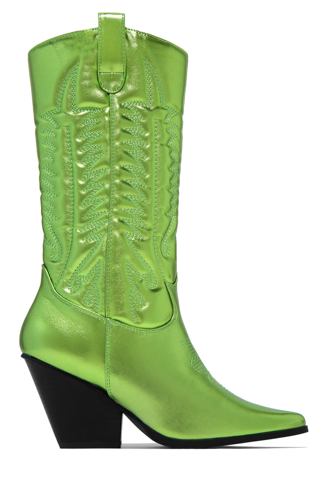 lamp alliantie factor Miss Lola | Green Metallic Cowgirl Boots – MISS LOLA