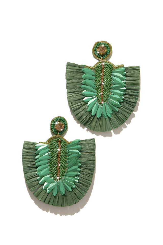 Load image into Gallery viewer, Green Statement Vacay Earrings
