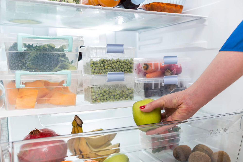 fruits and veggies in fridge