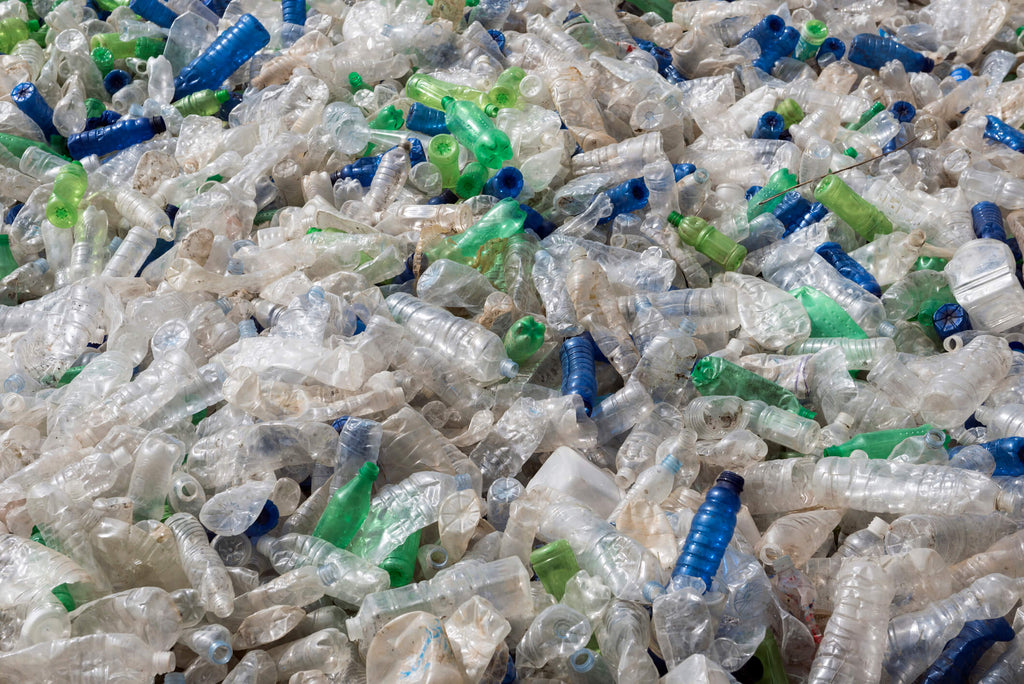 plastic water bottle trash pile