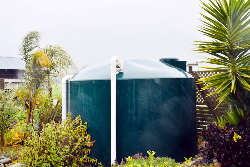rainwater tank in garden