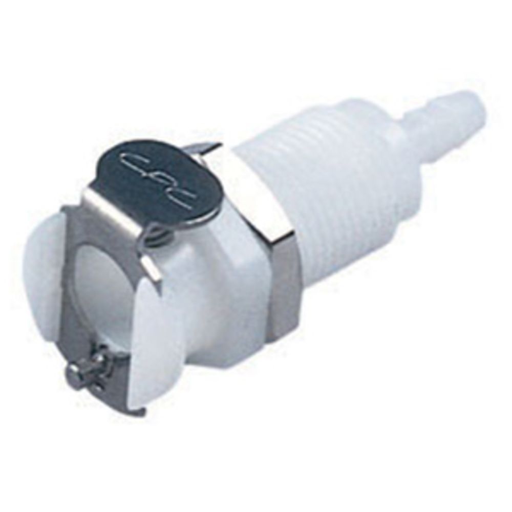 12600 NSF Non-Valved Panel Mount Hose Barb Coupling Body 1/8 ID Barb