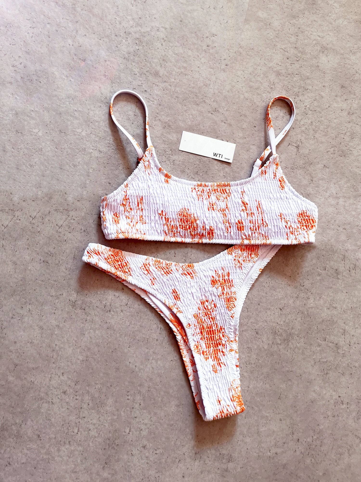 Floral Scrunched Crop Top Bikini Swimsuit SY208 – W.T.I. Design