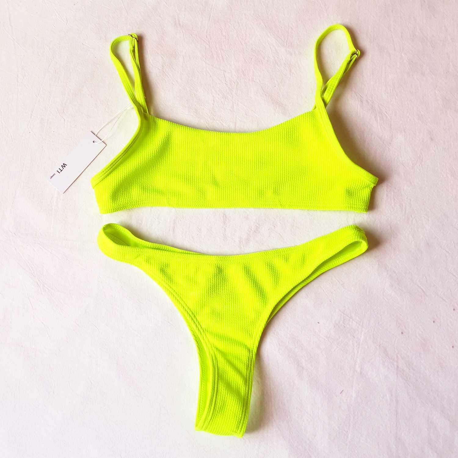 Ribbed Sporty Crop Top High Cut Bikini Swimsuit 1109 – W.T.I. Design