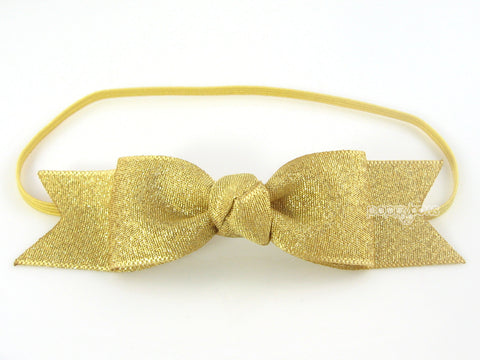 Dazzle Girls Thin Rope Bow Headband - 2005H White/Gold