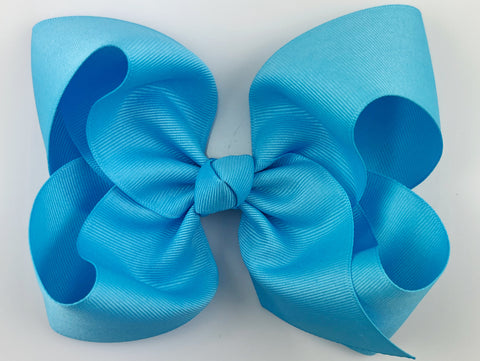 Navy Blue Hair Bow for Girls in Moon-stitch - Extra Large 6 inch