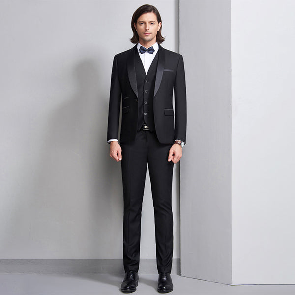 all black slim fit prom suits