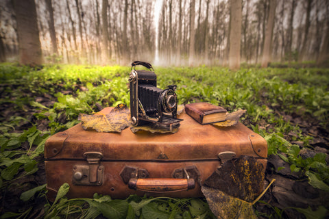 Appareil photo et étui vintage