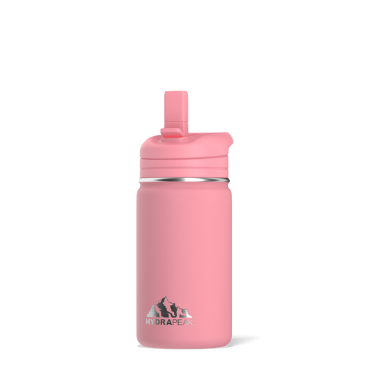 Hydrapeak Mini Kids Water Thermos with Straw Lid 14oz - color Pink