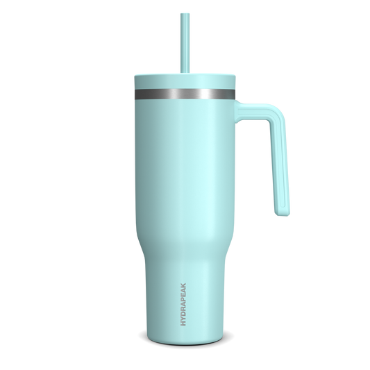 Hydrapeak Roadster 40oz Tumbler with Handle and Straw Lid Aqua