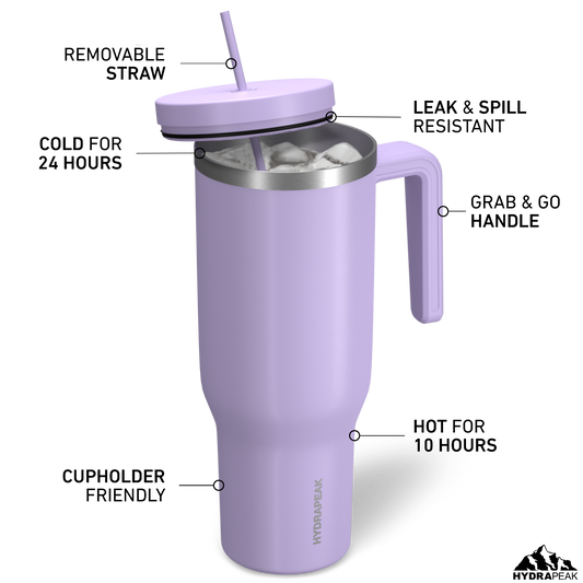 Voyager Kid's 18 oz Tumbler With Handle and Straw Lid - Lavender – HydraPeak