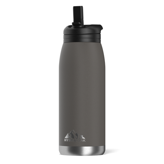 Hydrapeak 32oz Straw Lid Wide Mouth Stainless Steel Bottle 32oz Black