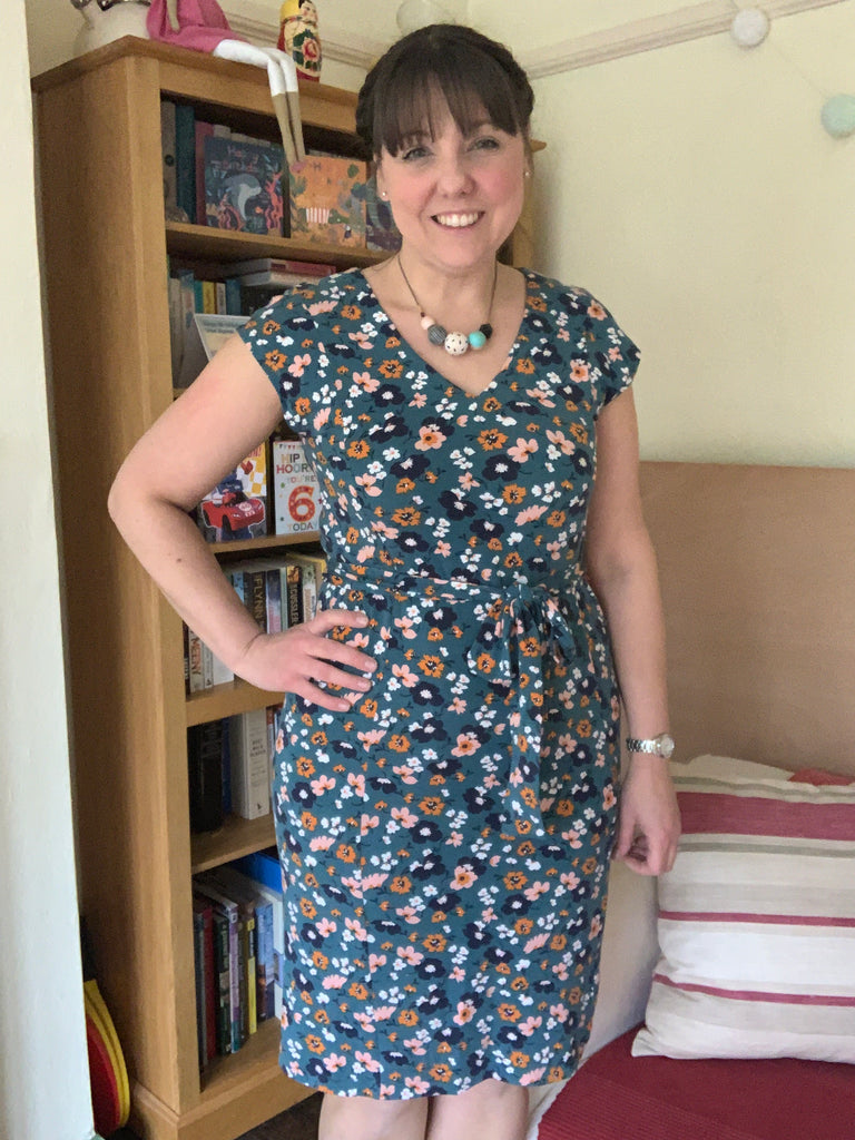 Crafty Bloggers Club model wears a MHW Patterns Cosy Jersey Dress and Tunic