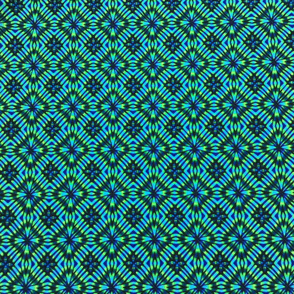 Aztec geometric design green and blue Lycra fabric