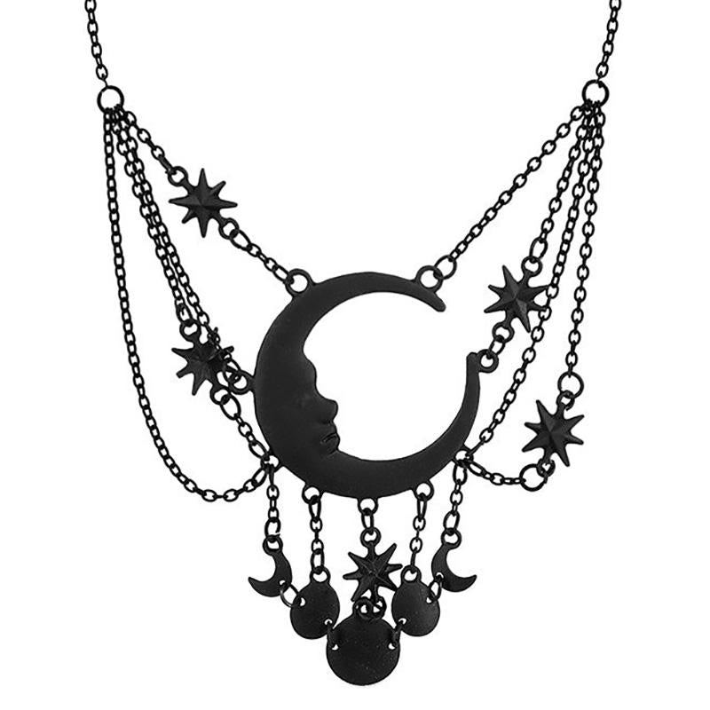 Dripping Moon Necklace - Black – Violet Vixen