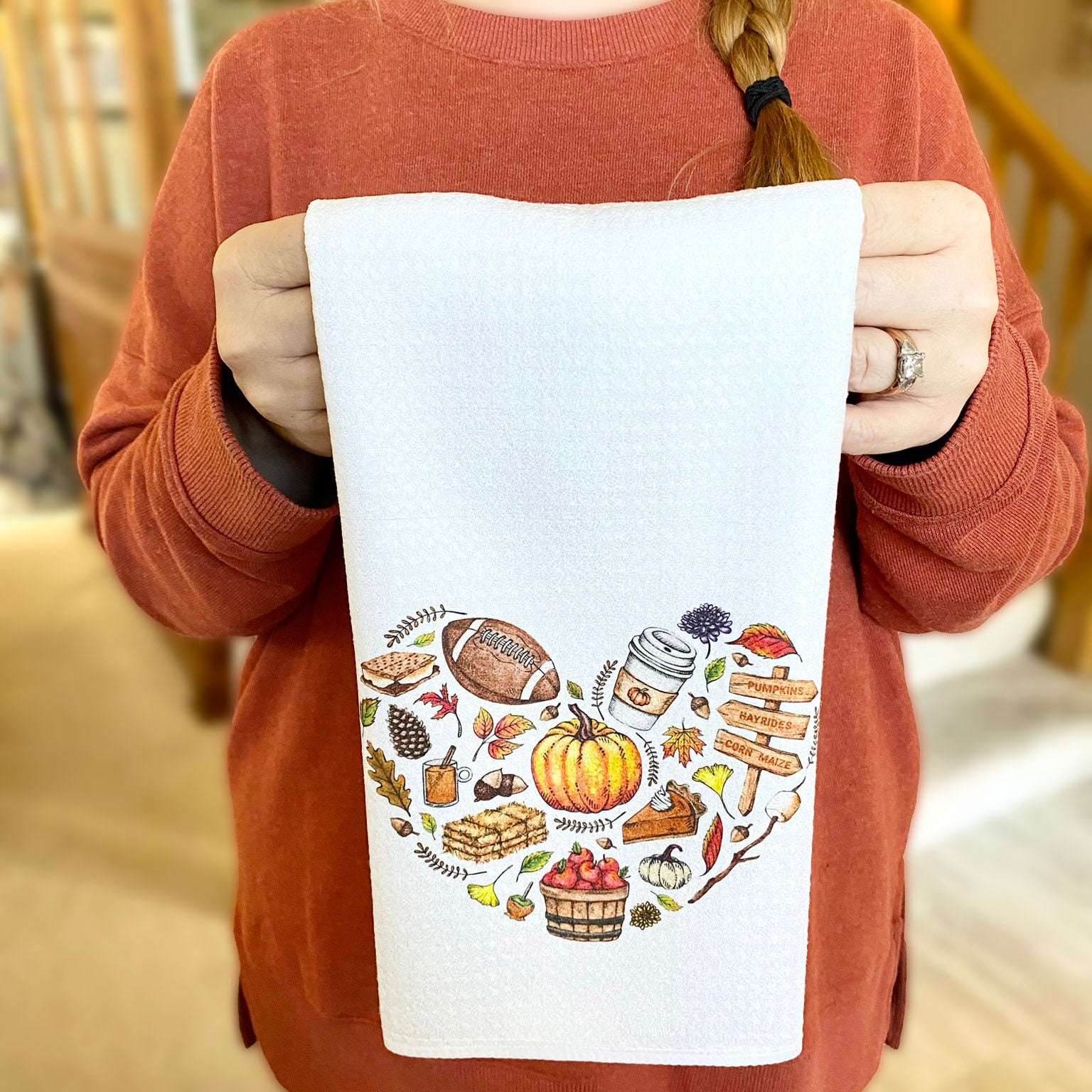 Personalized Fall Pumpkin Kitchen Dish Tea Towel – Lazy Gator Tees