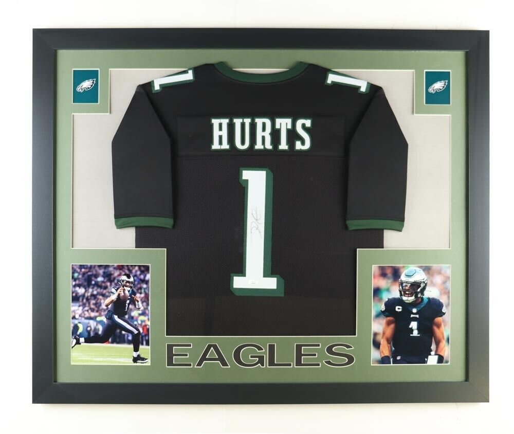 Jalen Hurts Philadelphia Eagles Autographed Framed White Jersey - JSA  Authenticated