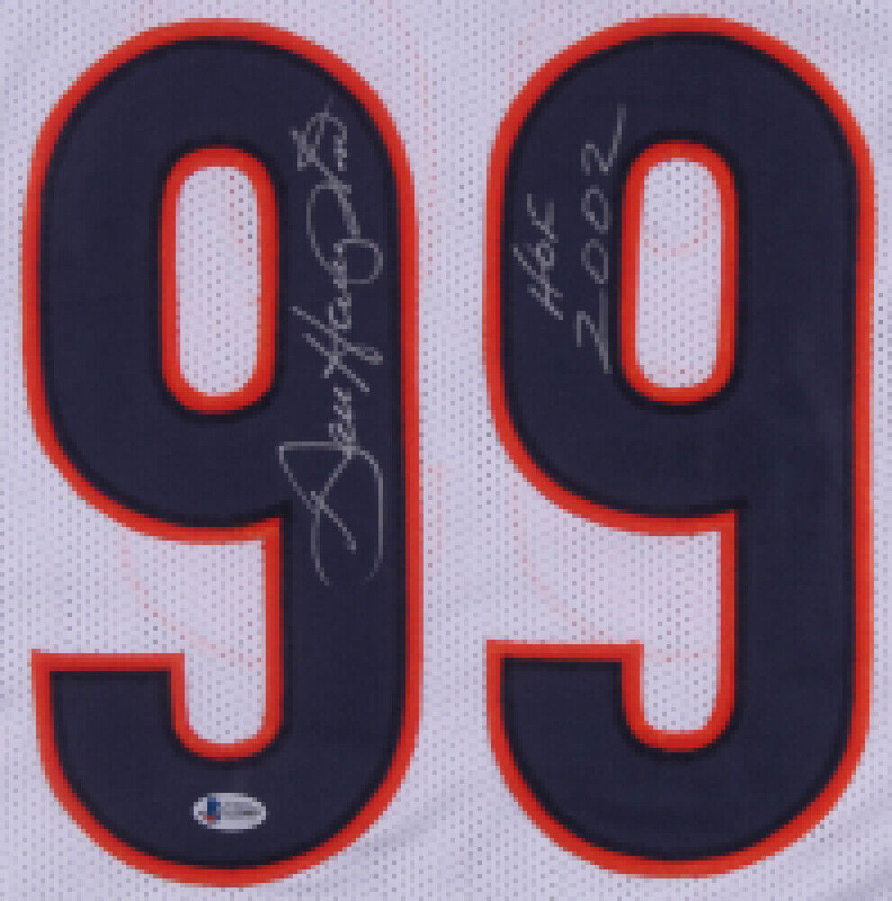 Autographed/Signed Dan Hampton HOF 2002 Chicago Orange Football Jersey  Beckett BAS COA