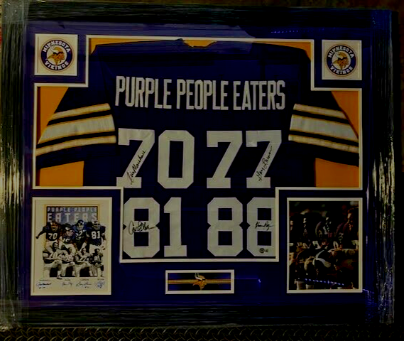 Purple People Eaters Signed & Professionally Framed Custom Purple Football  Jersey