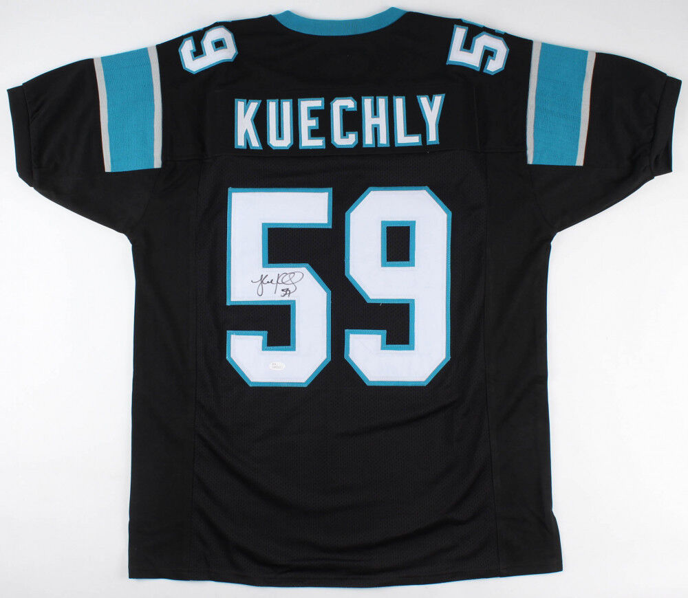 Luke Kuechly Carolina Panthers Jersey #59 Size L 10/12 Youth Kids White Blue