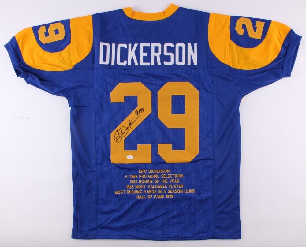 Eric Dickerson Autographed Los Angeles Rams 16x20 Photo Inscribed HOF 99  Framed