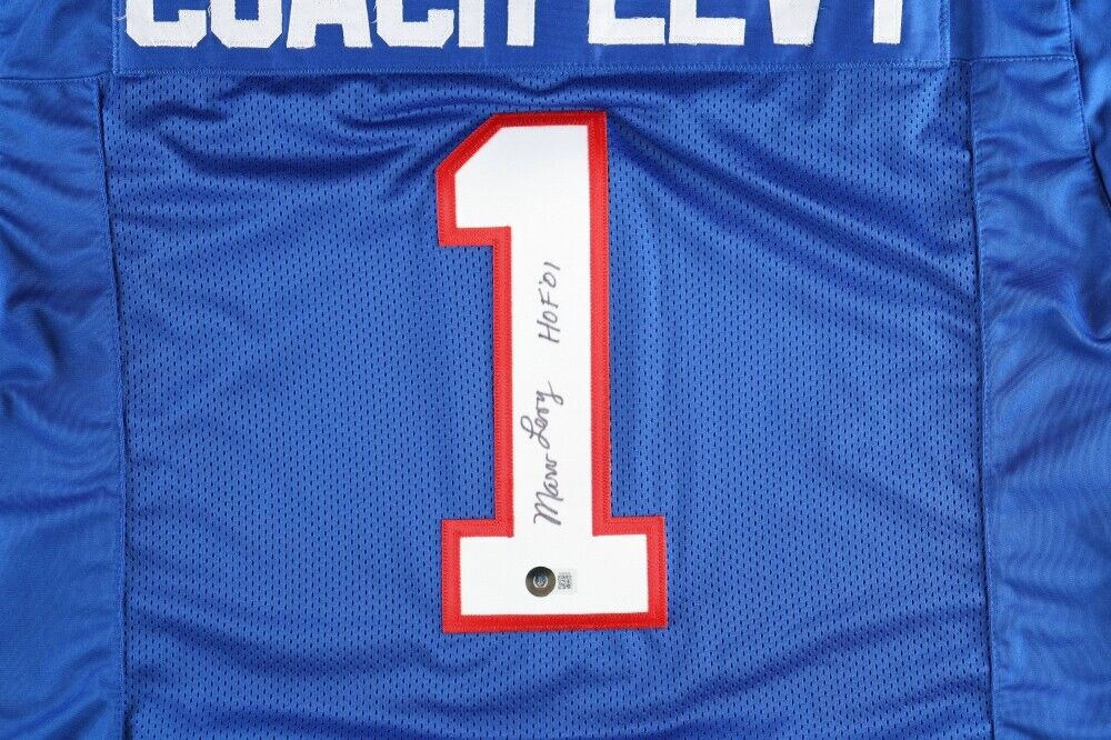 Marv Levy Signed Buffalo Bill Coach Levy Jersey (Beckett) 4 Straight Super  Bowls