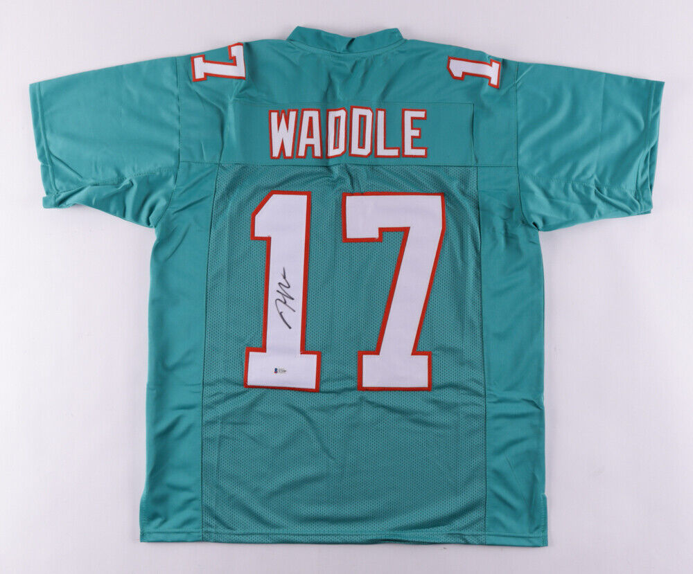 Jaylen Waddle Miami Dolphins Signed Autographed Aqua #17 Custom