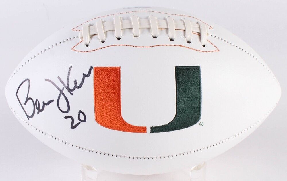 Bernie Kosar Signed Miami Hurricanes Logo Football (Radtke) Cleveland –