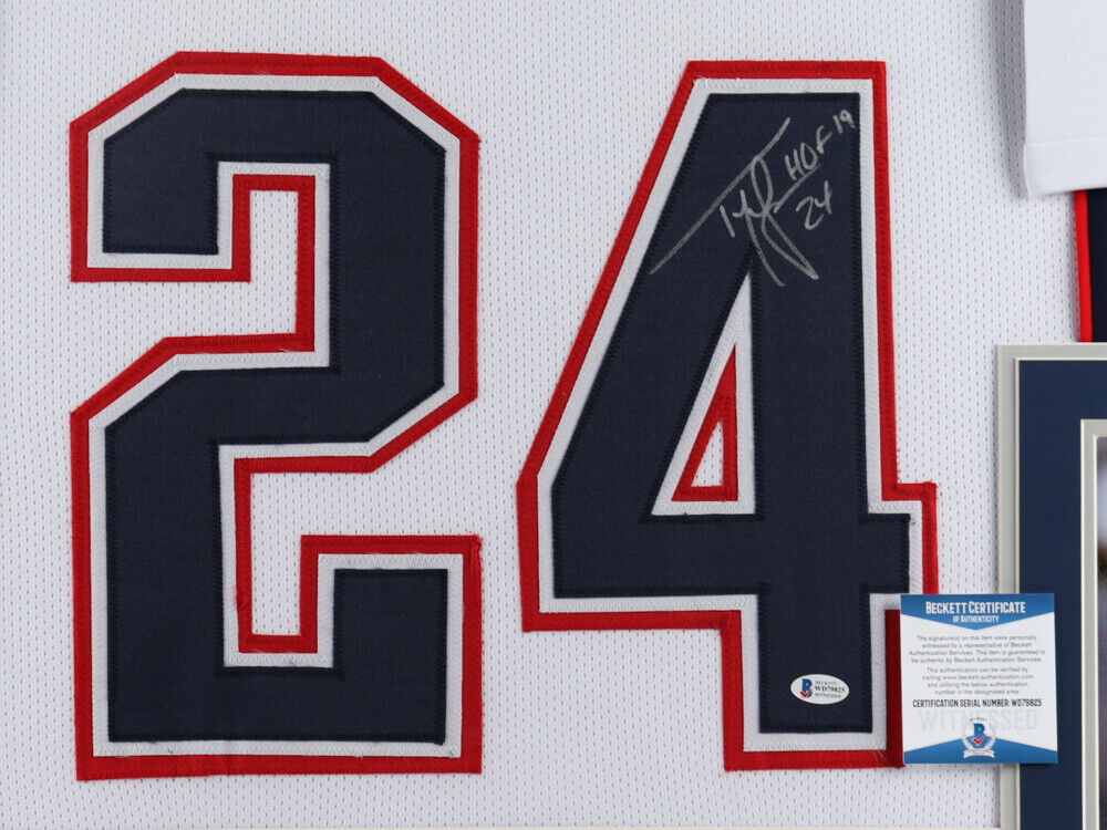 Ty Law Navy New England Patriots Autographed Mitchell & Ness Authentic  Jersey with HOF 19 Inscription