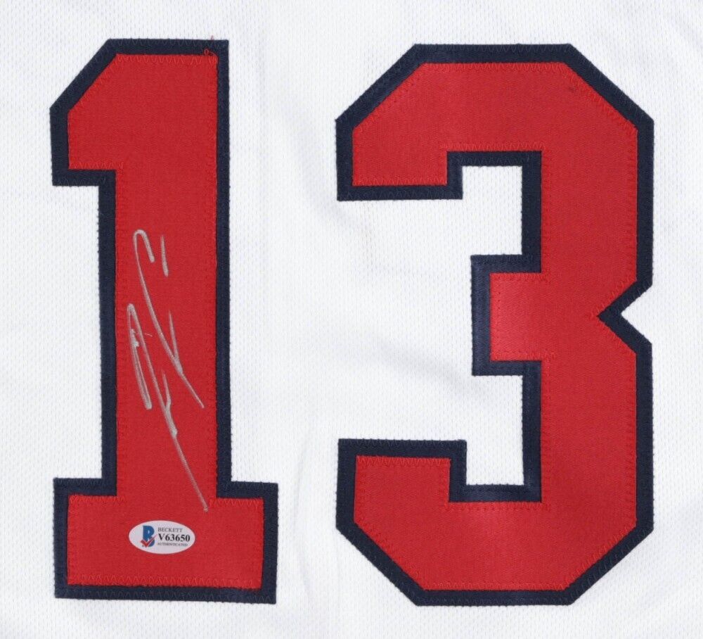 Ronald Acuna Jr Signed Custom Red Pro-Style Baseball Jersey JSA