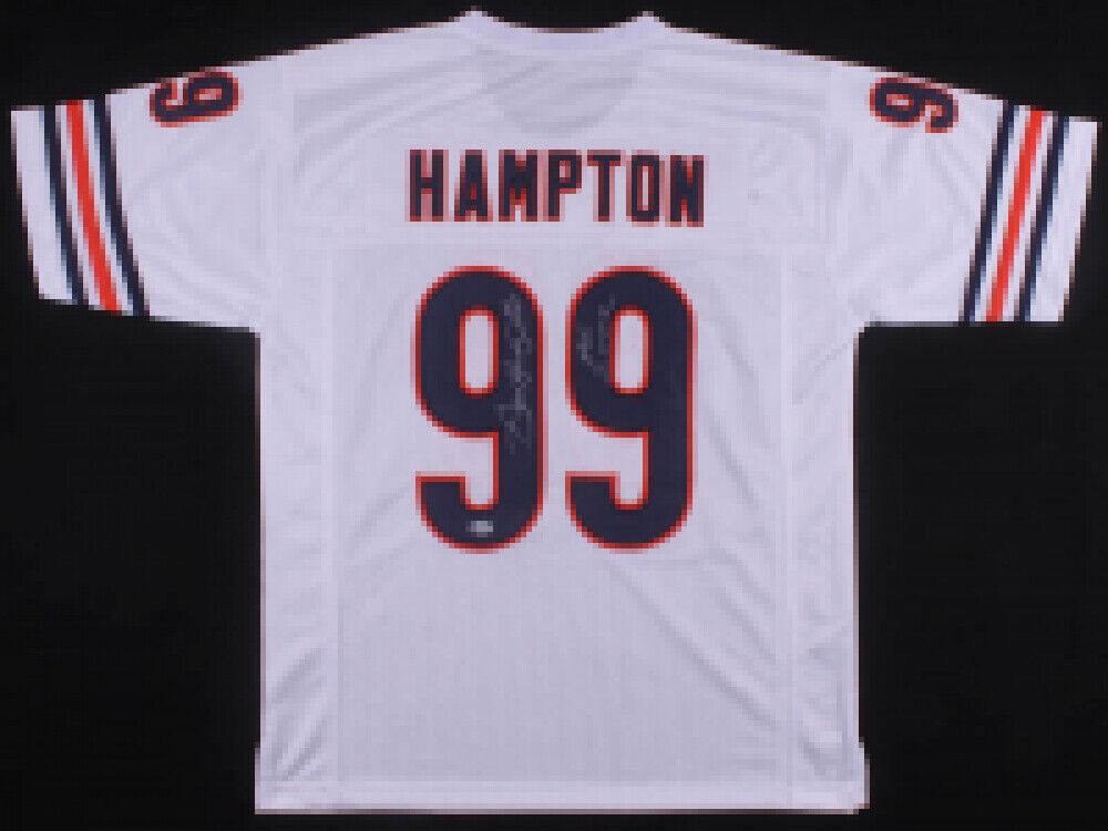 Dan Hampton Signed Bears Logo Football Inscribed HOF 2002