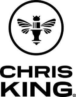 Small black Chris King secondary logo with the bee on a white background