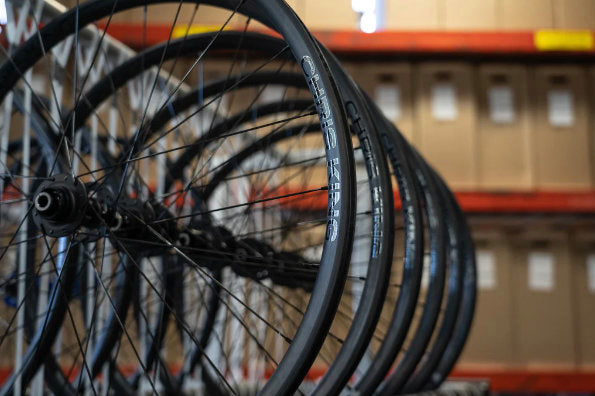 Rack of wheels with Chris King Hubs in situ