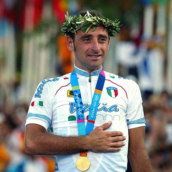 Vintage Sportful image of Paolo Bettini winning Olympic Gold