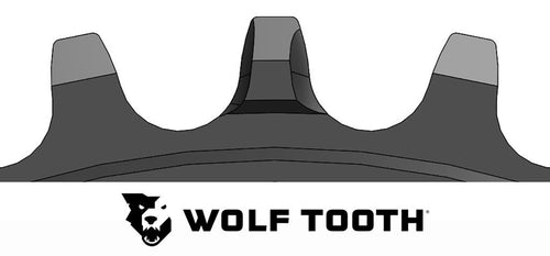 Graphic showing a close up of the Wolf Tooth chainring tooth design