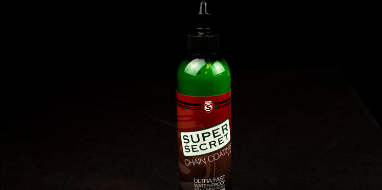 Studio shot of Silca Super Secret Chain Lube against a black background