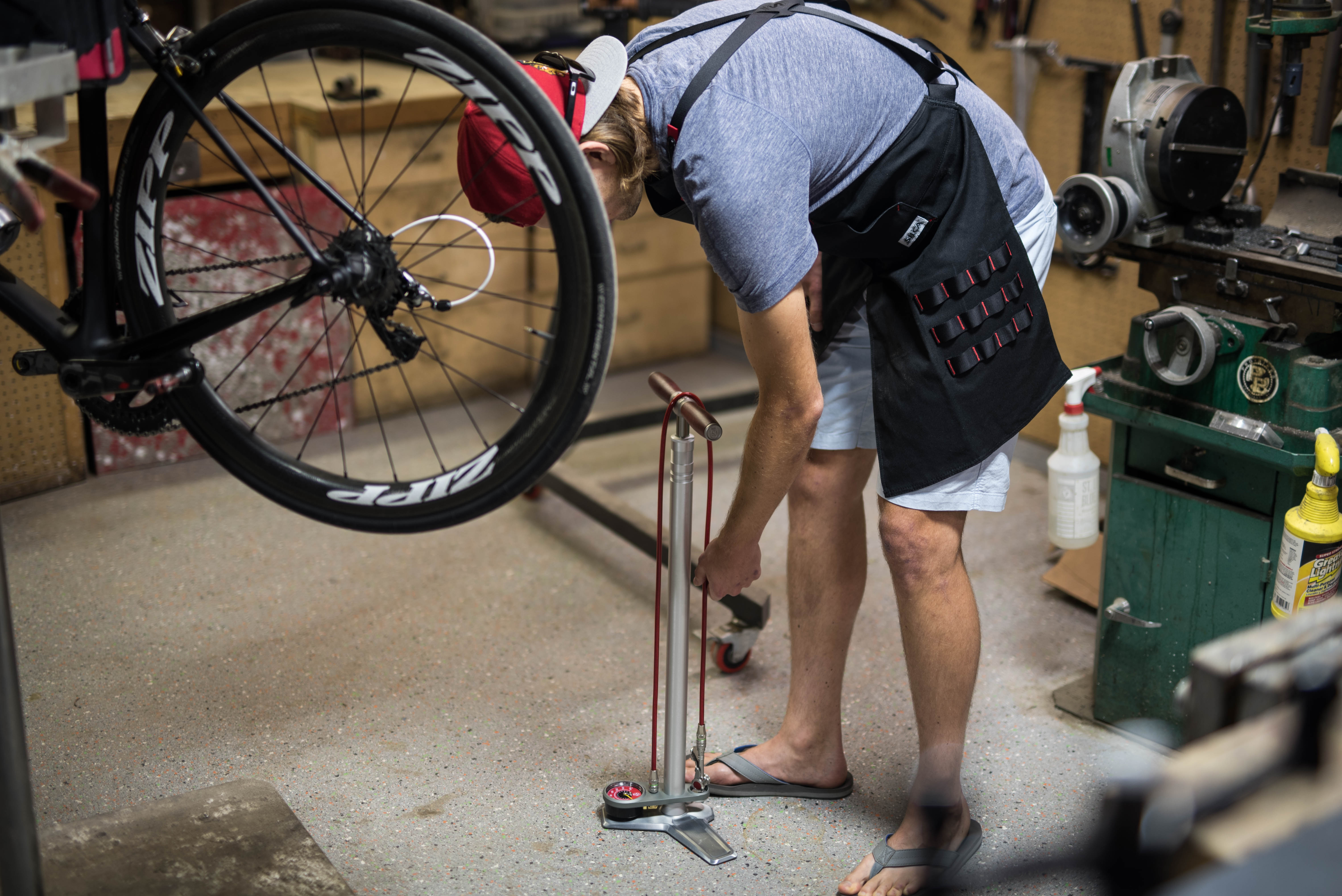 Abbey Tools founder Jason Quade concentrates while manufacturing a Crombie Tool