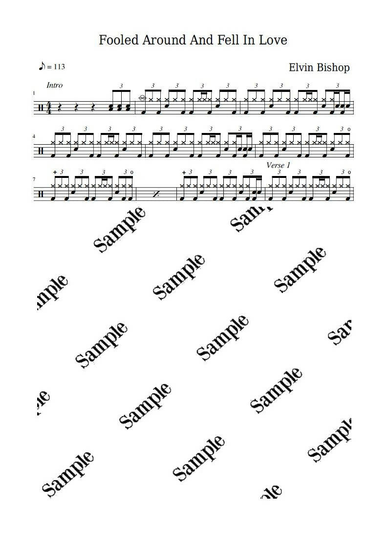 Fooled Around And Fell In Love Elvin Bishop Full Drum Transcription Drum Sheet Music 