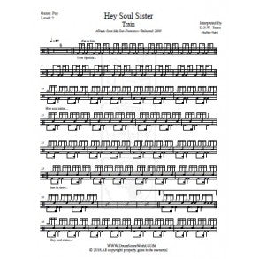 Hey Soul Sister - Train - Full Drum Transcription / Drum Sheet Music - DrumScoreWorld.com